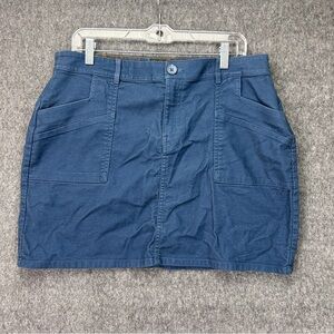 PrAna Skirt Womens 14 Blue Organic Cotton Twill Utility Pockets Casual Stretch